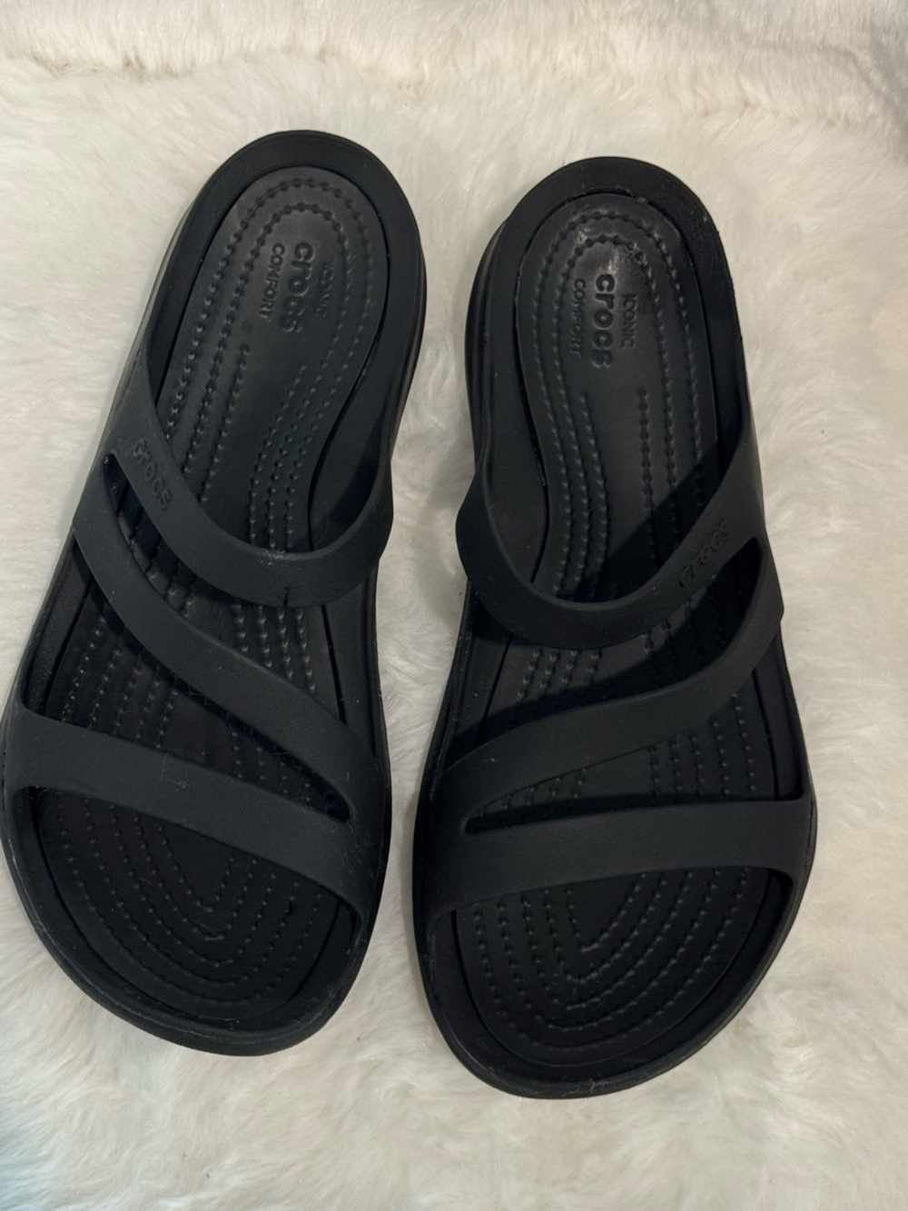 CROCS Black Dual-Strap Slide Sandals